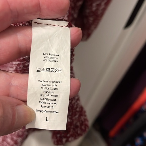 LuLaRoe sweater large maroon & cream - Picture 2 of 3